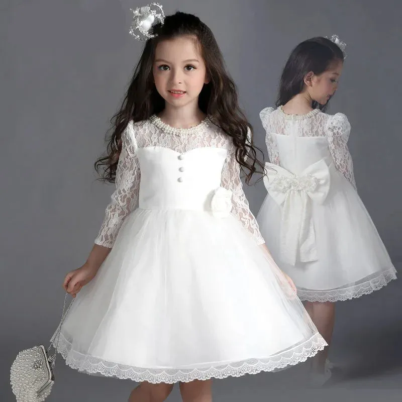 Princess Girls Lace Flower Wedding Elegant Party Dress