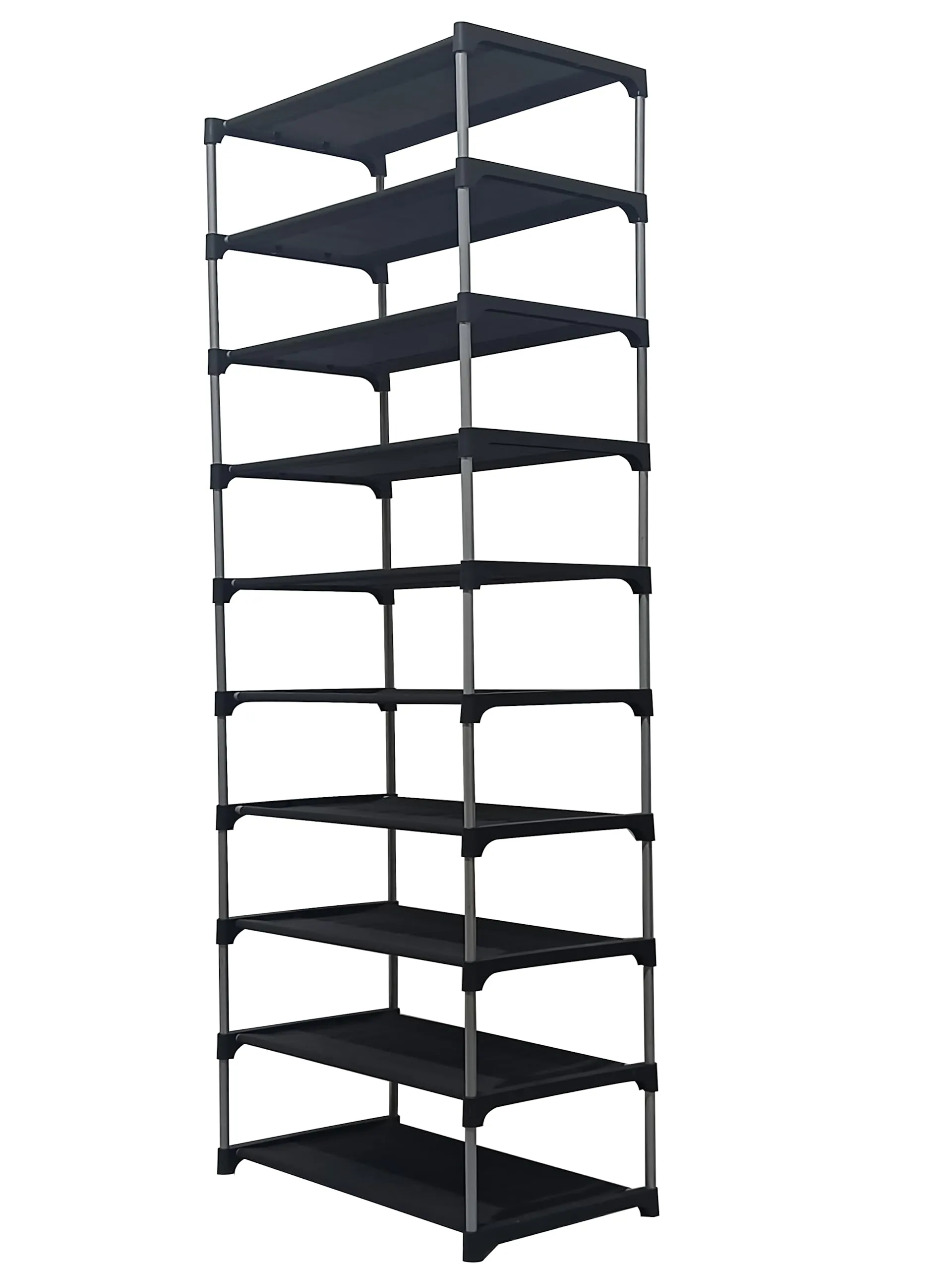 Raxon World 9 Tiers Shoe Rack with Dustproof Cover Closet Shoe Storage Cabinet Organizer,Brown