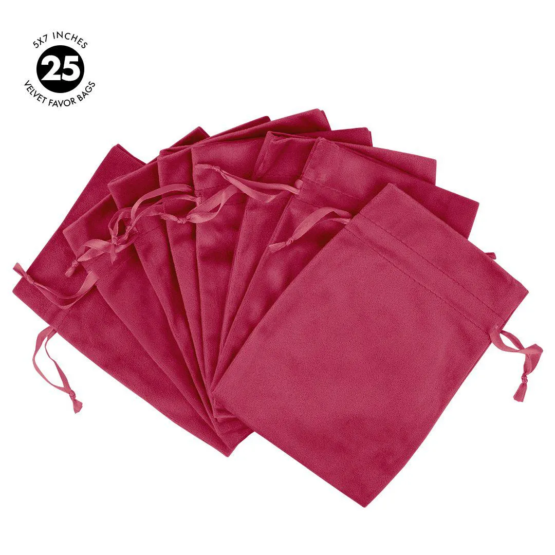 Set of 25 Velvet Drawstring Favor Bags