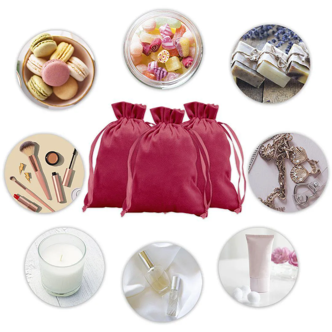 Set of 25 Velvet Drawstring Favor Bags
