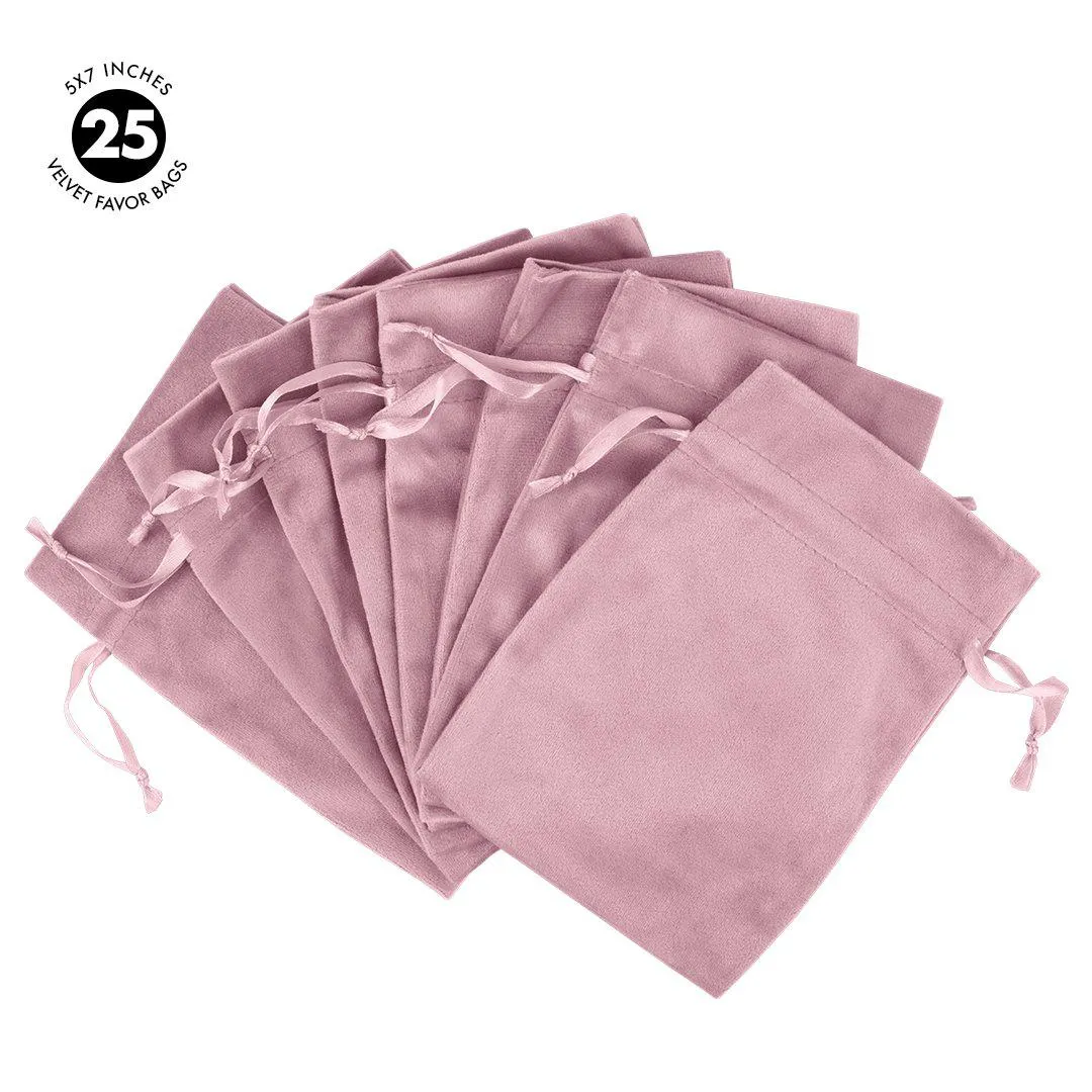 Set of 25 Velvet Drawstring Favor Bags
