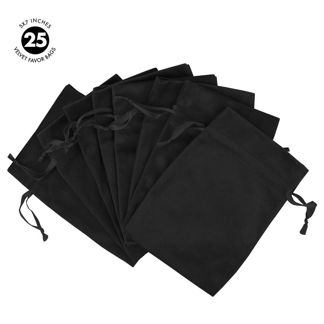 Set of 25 Velvet Drawstring Favor Bags