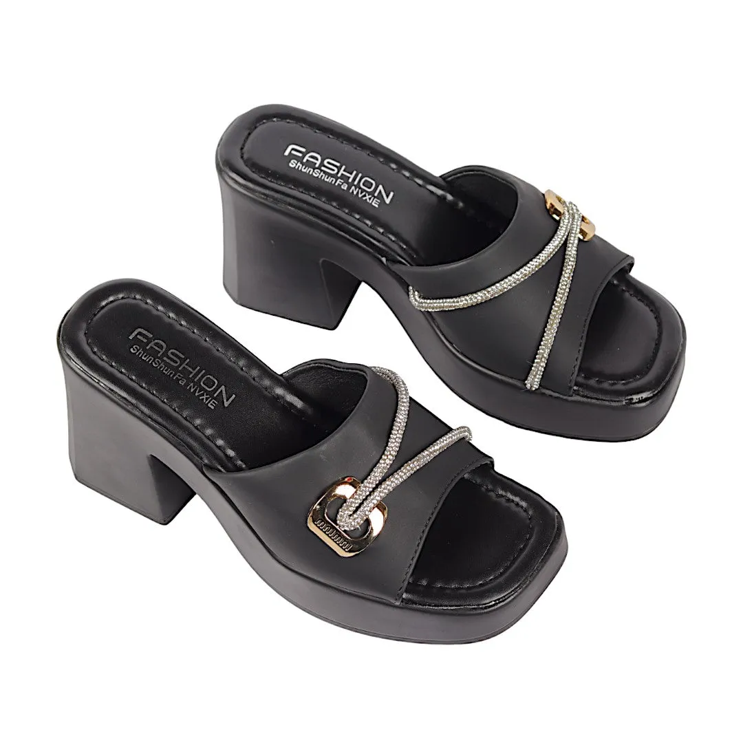 SQUARE TOE HIGH HEEL