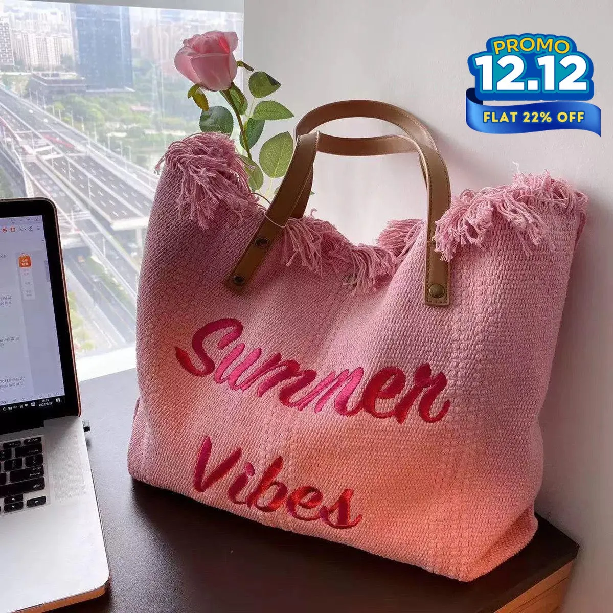 Summer Vibes Canvas Handbag