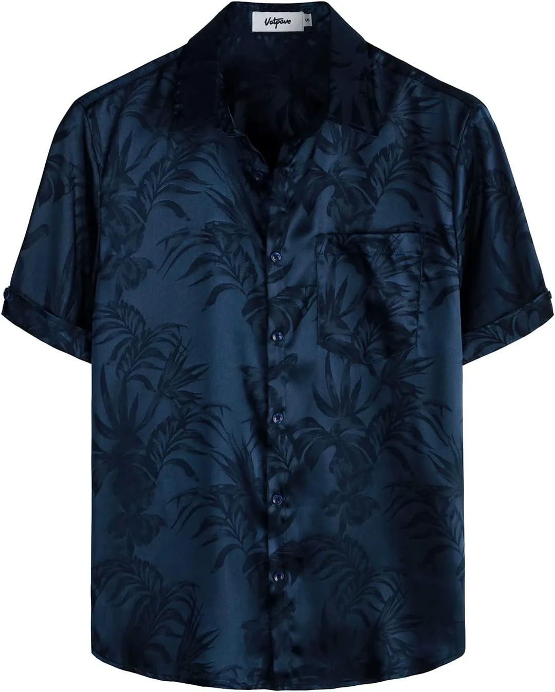 VATPAVE Mens Summer Jacquard Regular Fit Shirts Casual Button Down Short Sleeve Beach Tops with Pocket