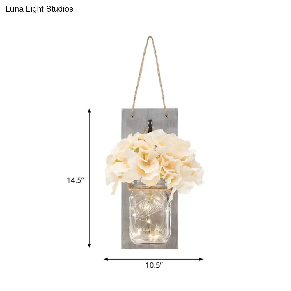White Flower Hanging Wall Light with Clear Glass Shade String Light - 2 Pack for Hallways