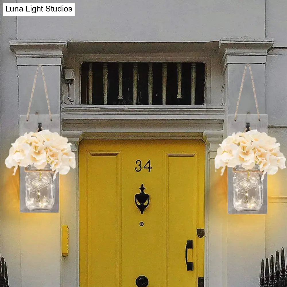 White Flower Hanging Wall Light with Clear Glass Shade String Light - 2 Pack for Hallways